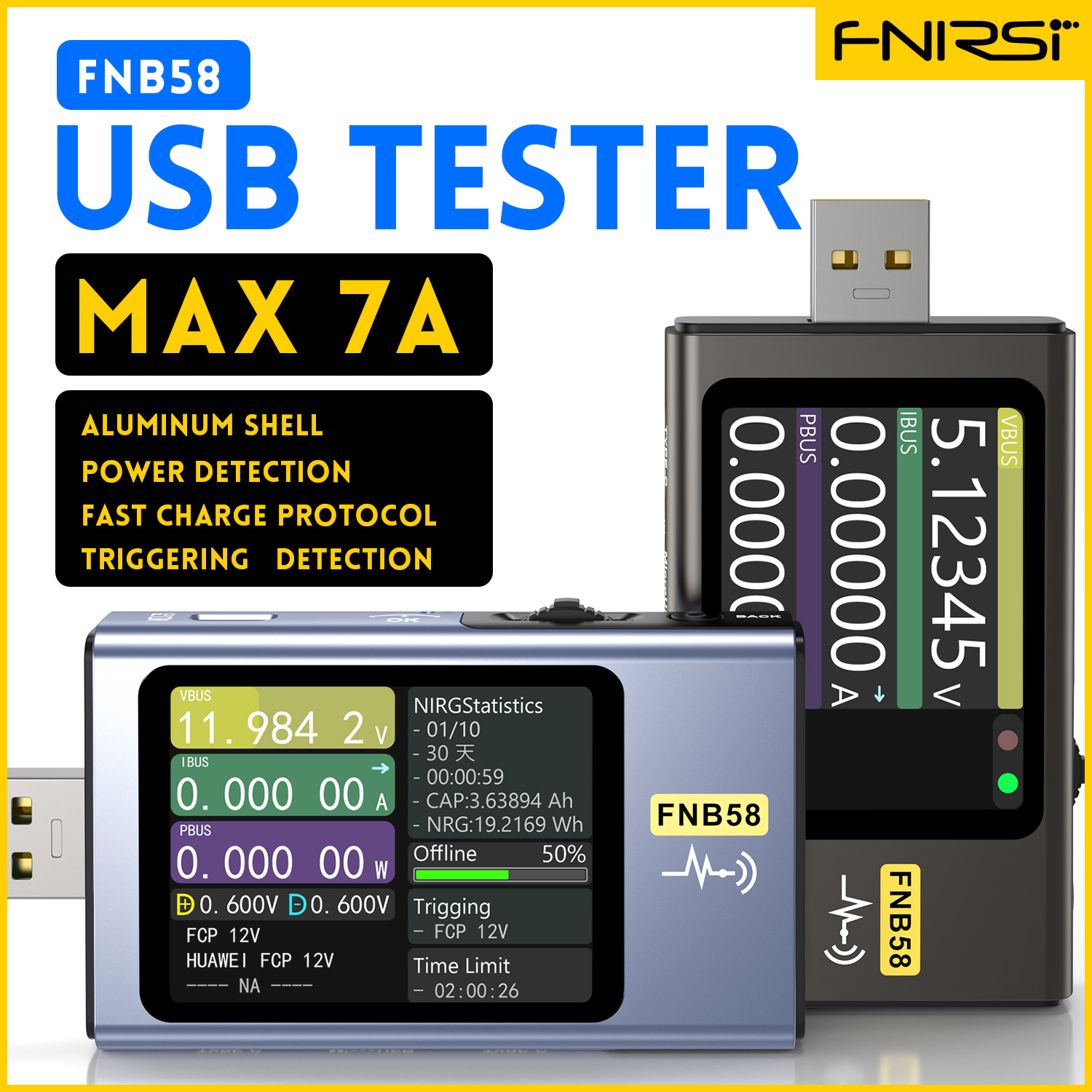 Usb Ammeter Tester - USB-тестер напряжения FNIRSI-FNB58, вольтметр, амперметр, быстрое