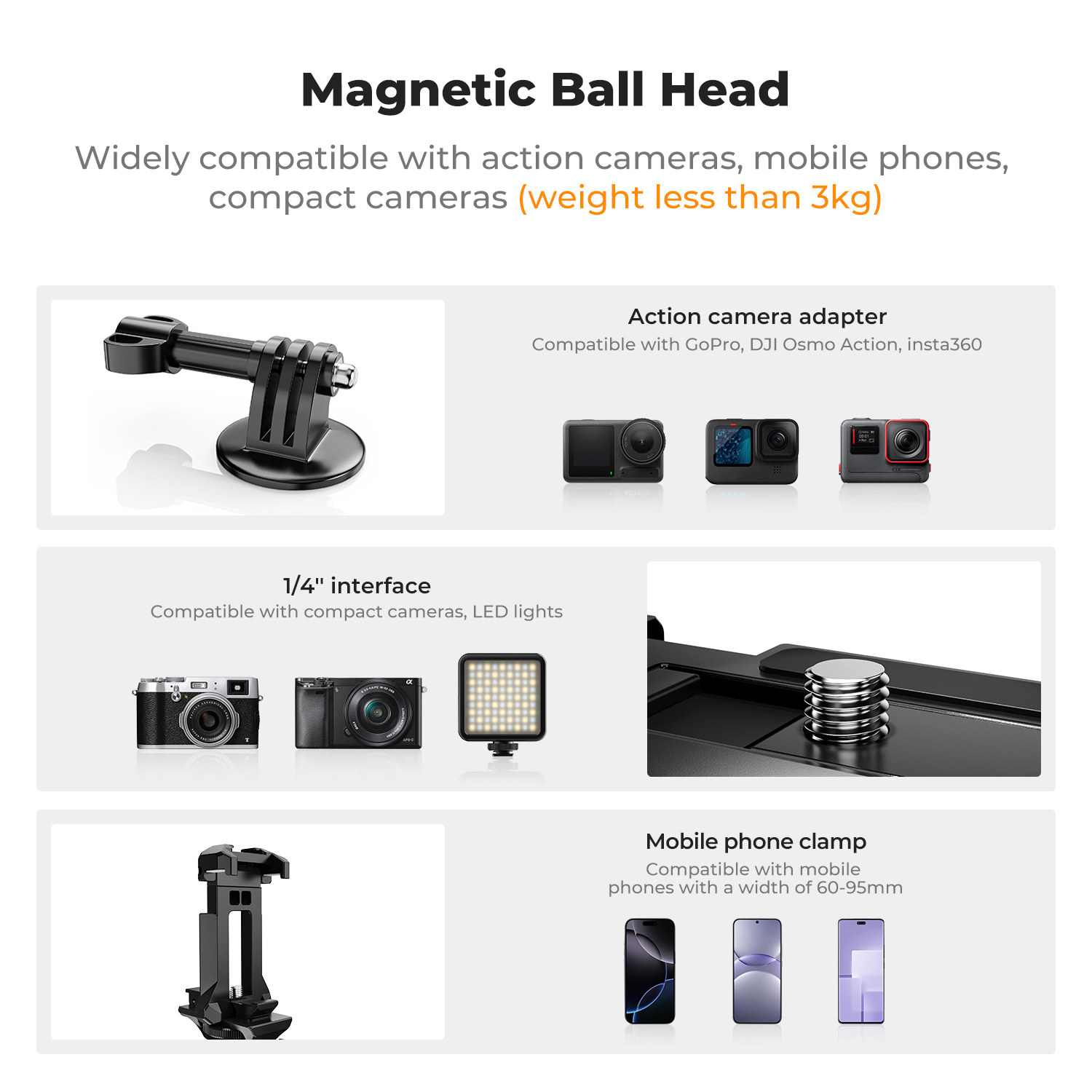 Магнитное крепление K&F CONCEP – обзор и цена Gopro Action Camera Hero 13 Black